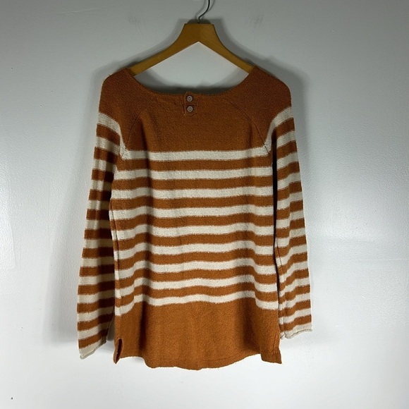 Easel Orange Spice Fuzzy Striped Pullover Women’s Sweater Rounded Hems Large - Picture 2 of 7
